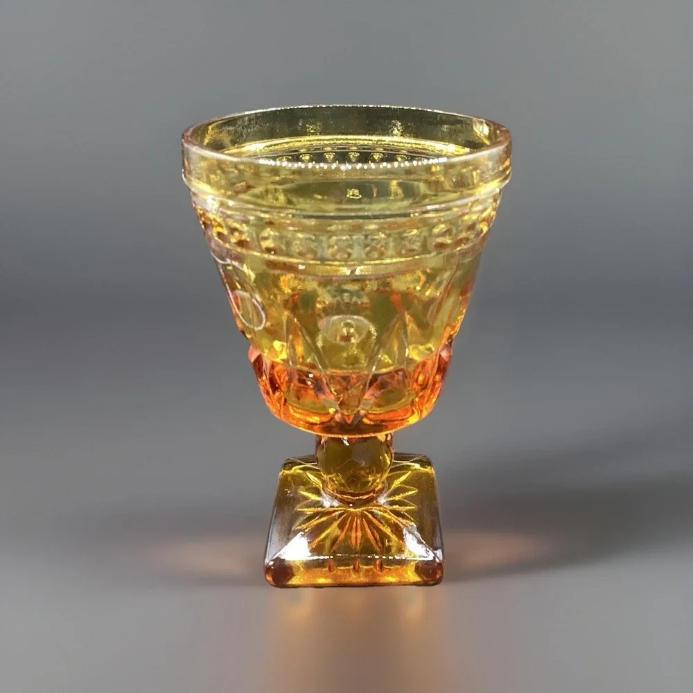 VTG Indiana Glass Colony Park Lane Amber Pedestal Goblets‎ Set Of 6 4.5